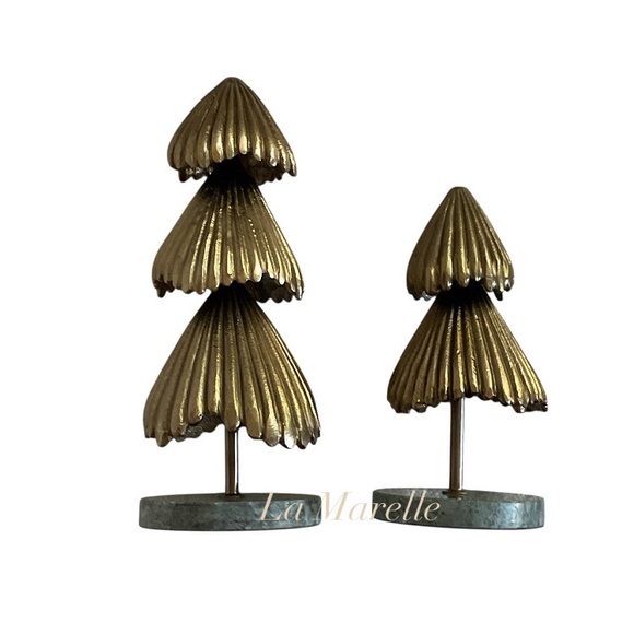 Large & Small Metal Christmas Trees with Marble Base Gold Threshold Studio McGee - Picture 8 of 8